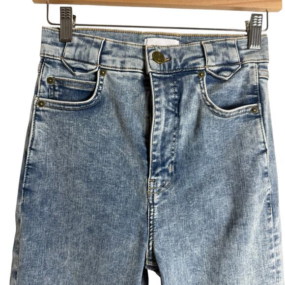 Frame The Snapped Cropped Denim Ankle Skinny Jeans Blue Acid Wash Size 25 - Picture 6 of 12